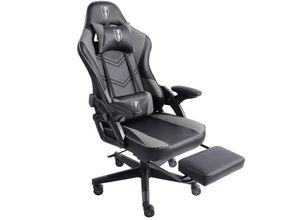 4250931574903 - Gaming Stuhl im modernen Racing-Design mit ausziehbarer Fußstütze Gaming Chair mit verstellbaren Design Armlehnen ergonomischer Schreibtischstuhl mit