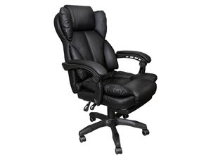 4250931576594 - Trisens - Schreibtischstuhl Bürostuhl Stoff Gamingstuhl Racing Chair Chefsessel mit Fußstütze Schwarz - Kunstleder