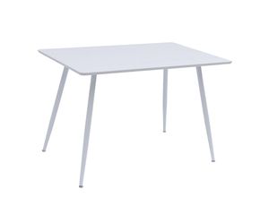 4250931576648 - Esstisch Tischplatte mit Holzmaserung Küchentisch Esszimmertisch Speisetisch Tisch Esszimmer Küche 115x75 mdf Metallrahmen Weiß