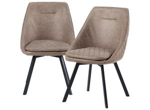 4250931576785 - Trisens - Essstuhl Esszimmerstuhl Designstühle pu Lederbezug in Antik Optik Küchenstuhl Taupe 2 St