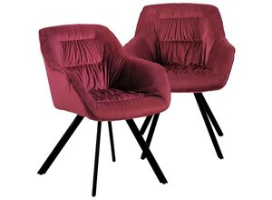 4250931577706 - Trisens - Moderne Esszimmerstühle - schicke Esstischstühle in Velvetoptik gepolsterte Stühle für Wohn- und Esszimmer Bordeaux 2 St