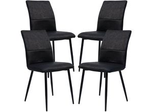 4250931577867 - Moderne Esszimmerstühle in Lederoptik - bequeme Stühle mit abgesteppter Vorderseite und bezogener Rückseite - gepolsterte Küchenstühle mit gebogener Rückenlehne für mehr Sitzkomfort