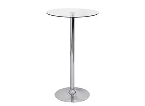 4250950205987 - Stehtisch 60x60x105 cm Rund Bartisch Sicherheitsglas Bistrotisch Silber Moderner Tisch für Bar Design Partytisch Metall Hochtisch Messetisch Chrom