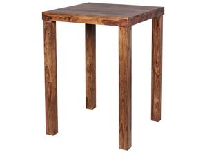 4250950207745 - Finebuy - Bartisch Massivholz Sheesham 80 x 80 x 110 cm Bistro-Tisch modern Landhaus-Stil Holz-Steh-Tisch quadratisch dunkel-braun Natur-Produkt