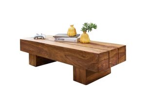 4250950208421 - Finebuy - Couchtisch Massivholz lucca 120 cm breit Design Wohnzimmertisch braun Landhausstil Beistelltisch