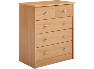 4250950212039 - Design Holz-Kommode 60 x 70 x 35 cm mit 5 Schubladen Mehrzweckanrichte flach für Flur Modernes Sideboard zeitlose Anrichte - Finebuy