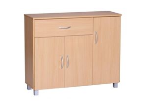 4250950212077 - Design Sideboard sete 90 x 75 x 30 cm Schränkchen mit 1 Schublade 3 Türen Moderne Schlafzimmer Kommode Anrichte Esszimmer Schmaler Schuhschrank