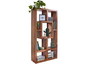 4250950214682 - Bücherregal Massiv-Holz Sheesham 90 x 180 cm Wohnzimmer-Regal Ablagefächer Design Landhaus-Stil Standregal - Finebuy