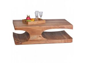 4250950223271 - Akazie Massivholz Couchtisch mit Ablagefächern 118 x 70 cm