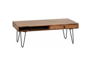 4250950229112 - Couchtisch harlem Massiv-Holz 110 cm breit Wohnzimmer-Tisch Design Metallbeine Landhaus-Stil Beistelltisch - Finebuy