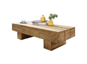 4250950231115 - Finebuy - Couchtisch Massivholz lucca 120 cm breit Design Wohnzimmertisch braun Landhausstil Beistelltisch