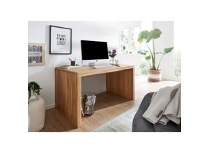 4250950232242 - Finebuy - Schreibtisch Massiv-Holz Akazie 160 cm Computertisch Echtholz Design Ablage Büro-Tisch Landhaus-Stil