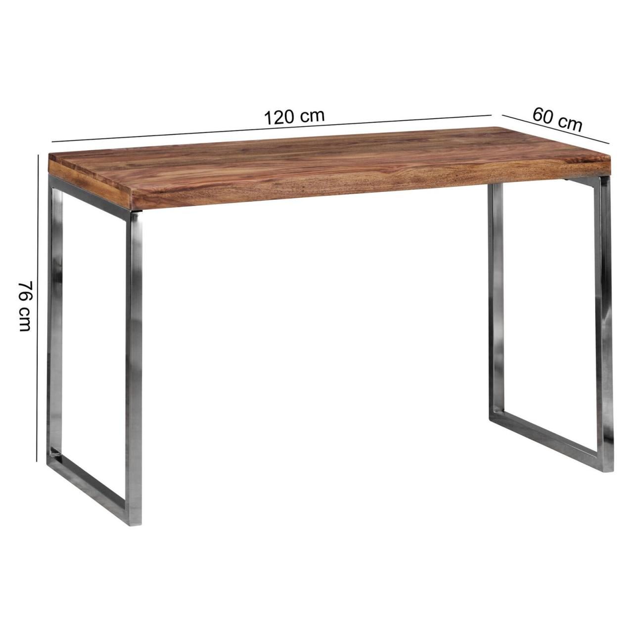4250950234253 - WOHNLING Schreibtisch braun rechteckig Kufen-Gestell chrom 1200 x 600 cm