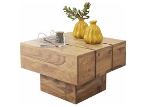 4250950247703 - Finebuy - Beistelltisch Massivholz Wohnzimmertisch 44 x 44 x 30 cm Couchtisch massiv Landhaus-Stil Cube quadratisch