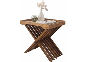 4250950248816 - Finebuy - Beistelltisch Massivholz Design Klapptisch Serviertablett und Tisch-Gestell klappbar Landhaus-Stil Couchtisch Echt-Holz Natur-Produkt