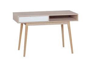 4250950252325 - Design Schreibtisch mit Schublade massa Bürotisch Sonoma   Weiß 120 cm Schreib- und Computertisch mit Regal-Fach Kleiner Nähtisch Arbeitstisch