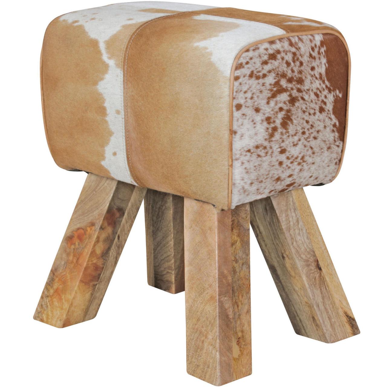4250950256972 - WOHNLING Design Turnbock Sitzhocker Ziegenfell Braun Weiß 4250950256972 - WOHNLING Design Turnbock Sitzhocker Ziegenfell Braun Weiß