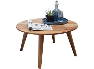 4250950257528 - Couchtisch Massivholz Akazie Wohnzimmertisch rund Ø75 x 40 cm Beistelltisch mit 4 Beinen im Landhausstil - Finebuy