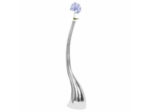 4250950258198 - Deko Vase groß Aluminium modern mit 1 Öffnung in Silber Hohe Alu Blumenvase handgefertigt Große Dekovase für Blumen - Finebuy