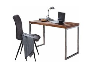 4250950259683 - Finebuy - Schreibtisch SV44437 Massivholz Computertisch 120 x 60 cm Laptoptisch Landhaus Konsolentisch mit Metallbeinen Sheesham    Akazie