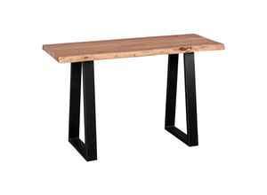 4250950260450 - Massiver Konsolentisch gaya 120 x 45 cm Akazie Massiv Holz Baumkante mit Metallbeinen Schmaler Design Schreibtisch Baumstamm MassivholzTisch Konsole