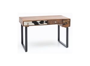 4250950267091 - Finebuy - Schreibtisch kanpur 120 x 60 x 79 cm Massiv Holz Laptoptisch Mango Natur Landhaus-Stil Arbeitstisch mit Schubladen Bürotisch PC-Tisch