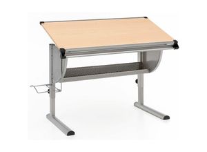 4250950267794 - Design Kinderschreibtisch Holz 120 x 60 cm grau   weiß Mädchen Schülerschreibtisch neigungs-verstellbar Schreibtisch Kinder höhenverstellbar
