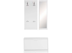 4250950268968 - Wand-Garderobe SALERNO mit Garderobenpaneel Spiegel & Schuhkipper 80 cm breit 27 cm Schmal Flurgarderobe Klein Garderobenset Modern