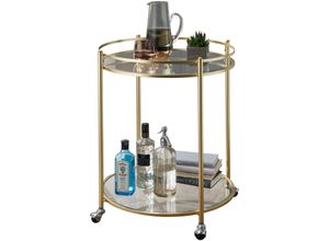 4250950278523 - WOHNLING Design Servierwagen JAMES Gold B 57 cm Beistelltisch Teewagen Metall mit Rollen