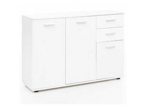 4250950284425 - Finebuy - Kommode SV49667 mit Türen & Schubladen 107 x 79 x 35 cm Schrank Holz Flurschrank modern Mehrzweckschrank klein Anrichte Sideboard matt