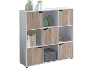 4250950284593 - Finebuy - Standregal massa 89 x 91 x 29 cm Bücherregal mit 9 Fächern Sonoma Sideboard mit 5 Türen Modernes Würfelregal Raumteiler Flurschrank