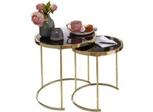 4250950284678 - Design Satztisch como schwarz   Gold Beistelltisch Metall   Glas Couchtisch Set aus 2 Tischen Kleiner Wohnzimmertisch Metalltisch mit Glasplatte