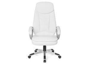 4250950285279 - Finebuy - Design Bürostuhl Creme 120 kg Schreibtischstuhl Kunstleder modern Ergonomischer Chefsessel höhenverstellbar Drehstuhl mit Wippmechanik