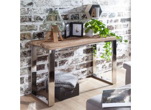 4250950286368 - Finebuy - Konsolentisch 115x76x46 cm Massiv-Holz Natur Konsole rustikal Wohnzimmer Anrichte Flur Diele Gang Schmal Schminktisch Industrial Style