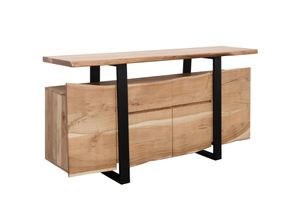 4250950286702 - Finebuy - Sideboard Akazie Kommode Massiv Holz 175x90x44cm Highboard mit Türen & Schubladen Modern Massive Design Anrichte Kleiner Massivholz