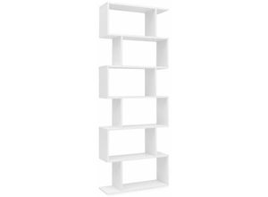 4250950286832 - Finebuy - Bücherregal FB51366 70 x 235 x 1905 cm weiß Standregal 6 Fächer Kleine Design Kommode Modernes Aktenregal Spanplatte freistehend