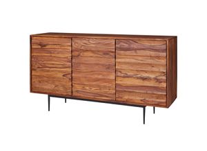 4250950287211 - Finebuy - Sideboard FB51424 Sheesham Massivholz 150x81x41 cm Landhaus Kommode Design Anrichte Groß Hoher Kommodenschrank mit 3 Türen Holz Massiv