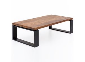 4250950287327 - Finebuy - Couchtisch FB51445 Sheesham 115x35x60 cm Massiv Holz Sofatisch mit Metallgestell Wohnzimmertisch Rechteckig Massivholz Braun Holztisch