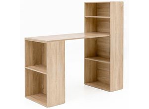 4250950287556 - Finebuy - Schreibtisch mit Regal 120x120x53 cm Holz Modern Schreibtischregal Ablagefächer pc Tisch Computertisch mit Ablage Design Tisch Büro mit