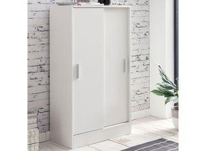 4250950288447 - Kommode Weiß 60 cm Breit mit 2 Schiebetüren für Büro Akten Schiebetürenschrank Aktenschrank Sideboard Kleiderschrank - Finebuy