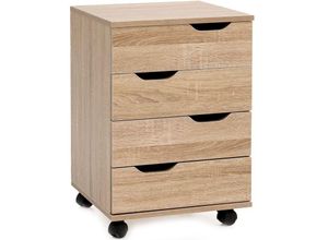 4250950288539 - Rollcontainer SV51850 Holz 40x60x40cm Schubladenschrank Büro Container Schreibtischcontainer mit vier Schubladen Bürocontainer Beistellcontainer