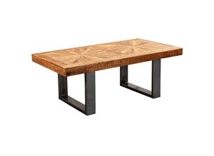 4250950295285 - Moderner Couchtisch Mango Massivholz 105x55x40 cm Tisch im Industrial Design Sofatisch mit Holz und Metall Wohnzimmertisch Rustikal - Finebuy