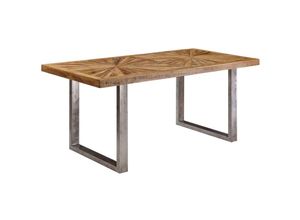 4250950295551 - Esstisch Mango Massivholz Küchentisch Esszimmertisch Loft Natur Holztisch Massiv mit Metallgestell Industrial Tisch - Finebuy