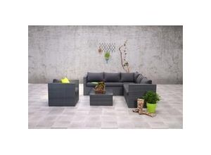 4250952306361 - MONTANA Polyrattan Ecklounge Gartenmöbel Sitzgruppe grau