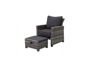 4250952337129 - Mandalika Garden SANTA CRUZ Alu Loungesessel mit Polyrattan-Geflecht black pearl