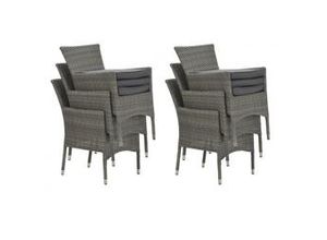 4250952340921 - NICOSIA Polyrattan-Stapelsessel Set Diningsessel grau