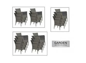 4250952340938 - 2er-Set NICOSIA Polyrattan-Stapelsessel Set Diningsessel grau