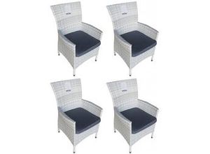 4250952341089 - Mandalika Garden MONACO Polyrattan Diningsessel mit Alu-Gestell icewhite