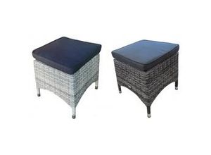 4250952341775 - Mandalika Garden MONACO Polyrattan Gartenhocker Beistelltisch mit Alu-Gestell black pearl