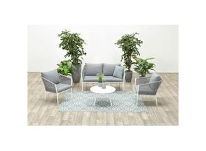 4250952342666 - FLEURIE Rope Alu Lounge Set Gartenmöbel Sitzgruppe weiss